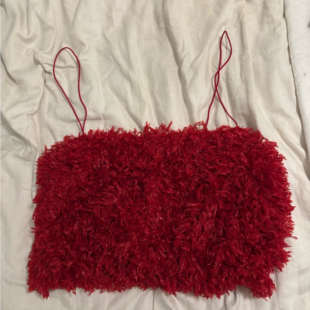 Show Me Your MuMu Scarlet Fuzzy Top